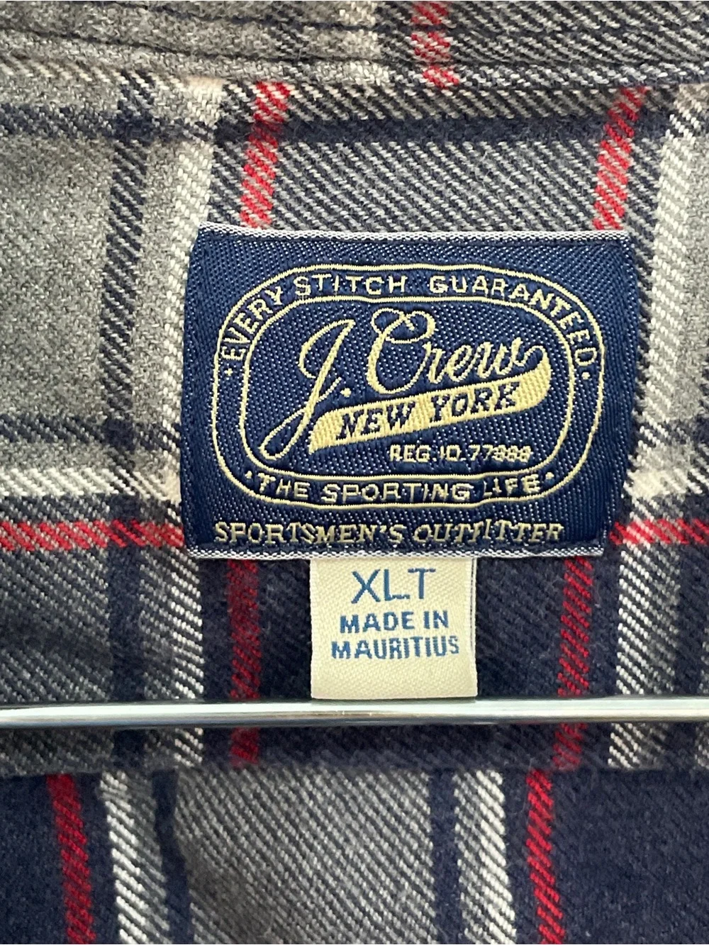 J. Crew Men's Navy, Gray & Red Plaid Button-Down Shirt
